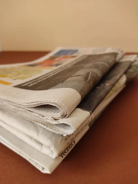 Closeup Newspapers Table — Photo