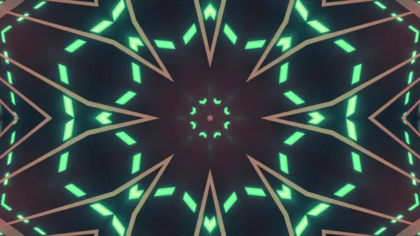 Απόδοση Φουτουριστικού Φόντου Γεωμετρικά Σχήματα Και Λαμπερά Πράσινα Φώτα — Φωτογραφία Αρχείου