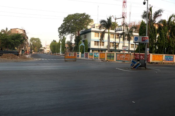 Valsad Índia Abr 2020 Trancar Índia Durante Rua Vazia Pandêmica — Fotografia de Stock