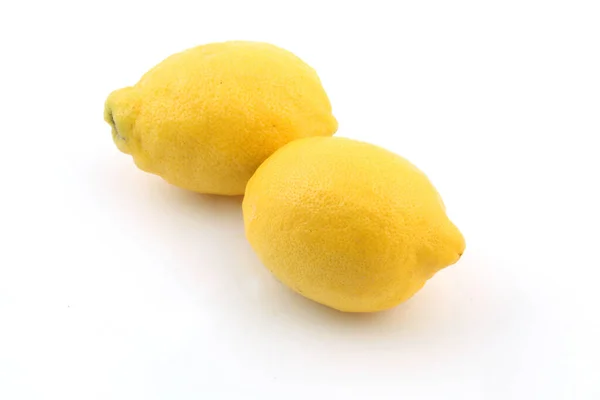 Closeup Shot Two Lemons Isolated White Background — Stock Photo, Image