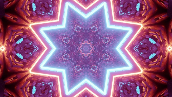 Renderelés Futurisztikus Háttér Geometriai Formák Izzó Neon Fények — Stock Fotó