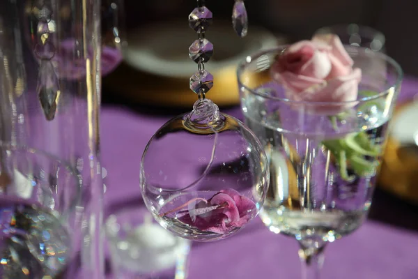 Elegant Crystal Wedding Table Decorations — Fotografia de Stock
