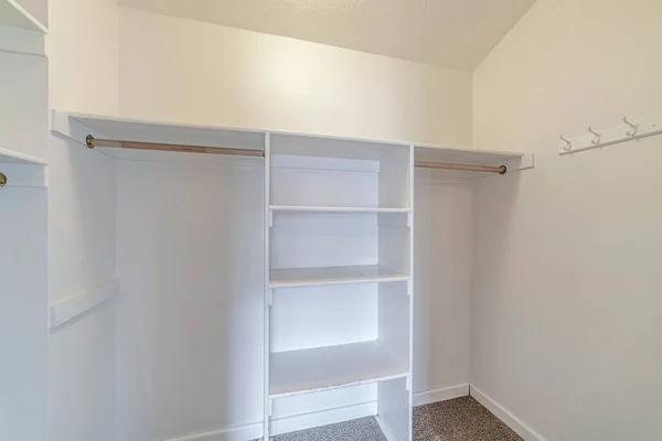 White Wooden Shelves Racks Pantry Wardrobe Room — Stock Photo, Image