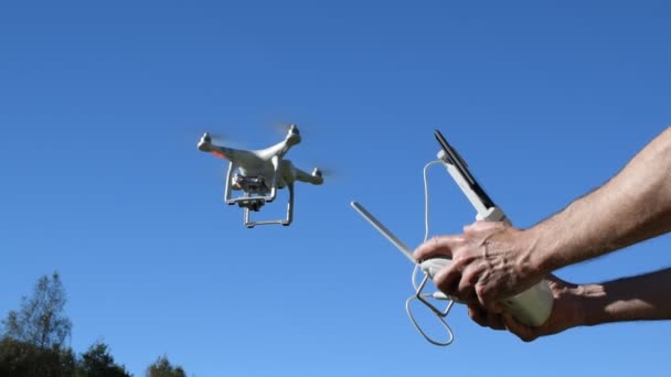 Multicopter Vídeo Aéreo Voado Pelo Videógrafo Para Projeto Vídeo Natureza — Vídeo de Stock