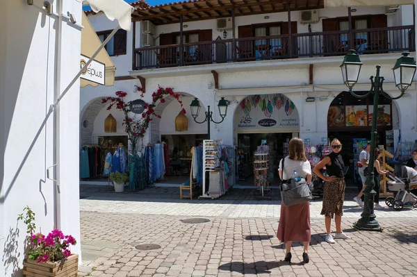 Skiathos Grécia Junho 2021 Loja Lembranças Roupas Itens Popular — Fotografia de Stock