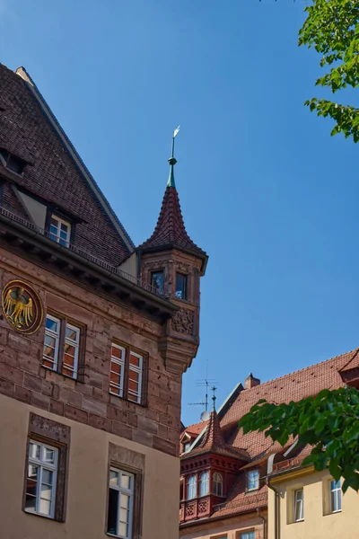 Red Brick Buildings Historic Nuremberg Germany Background Blue Sky — Stock Fotó