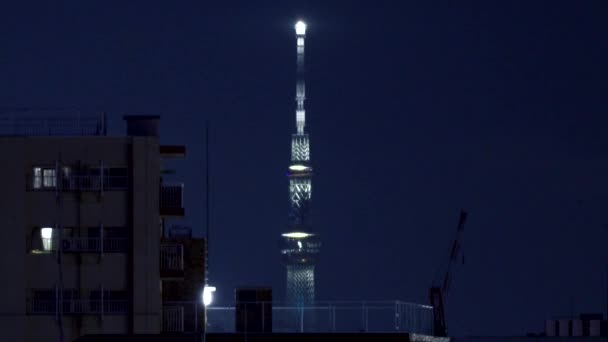 Lejos Tokyo Skytree Con Anuncio Animación Mensaje Banner Para Los — Vídeo de stock