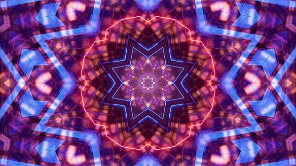 Rendering Cool Futuristic Kaleidoscope Patterns Red Blue Vibrant Colors — Photo
