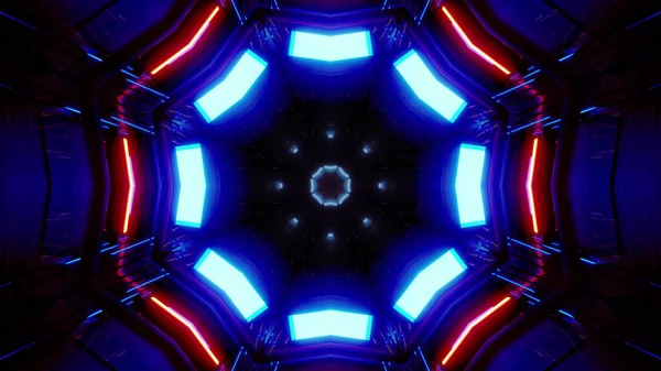 Rendering Cool Futuristic Kaleidoscope Patterns Blue Red Black Vibrant Colors — Φωτογραφία Αρχείου