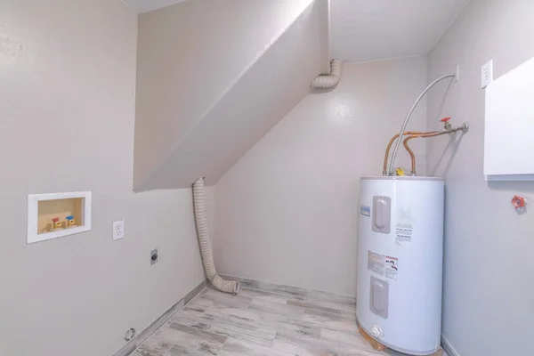 An electric water heater in a room