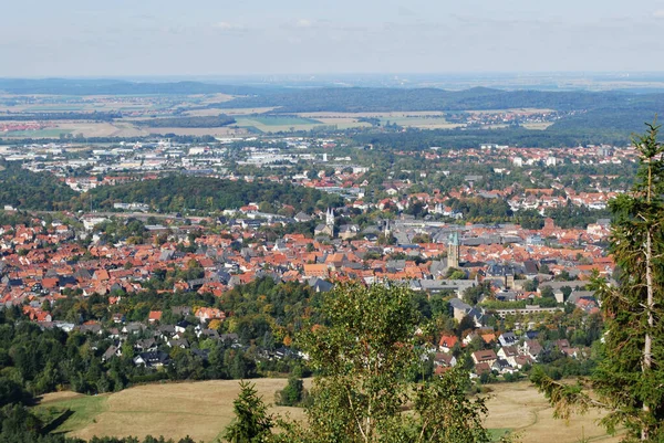 Letecký Snímek Historického Města Goslar Dolním Sasku Německo Oranžovými Střechami — Stock fotografie