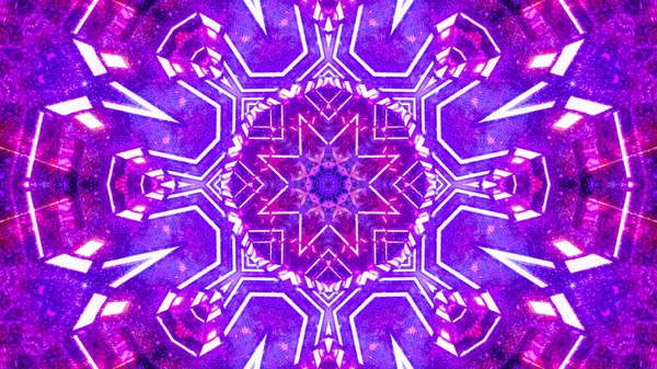 Rendering Cool Futuristic Kaleidoscope Patterns Purple White Vibrant Colors — Stock Photo, Image