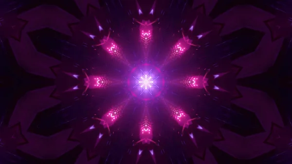 紫と黒の鮮やかな色でクールな未来的な万華鏡パターンの3Dレンダリング — ストック写真