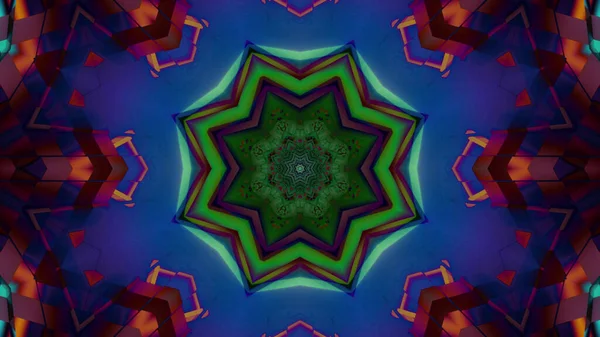 Una Representación Patrones Caleidoscopio Futuristas Frescos Colores Vibrantes Azules Verdes —  Fotos de Stock