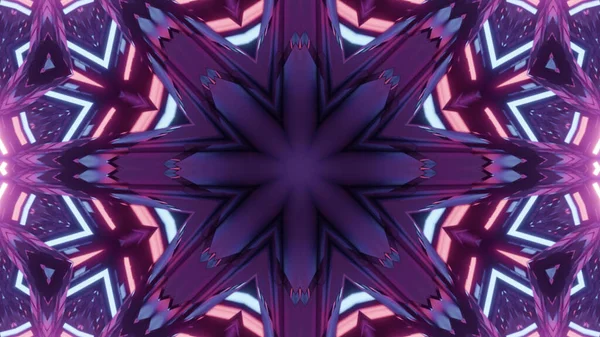 Rendering Cool Futuristic Kaleidoscope Patterns Blue White Purple Vibrant Colors — Photo