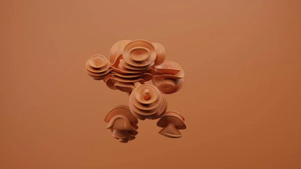 Renderin Unique Brown Abstract Object Floating Brown Background — Photo