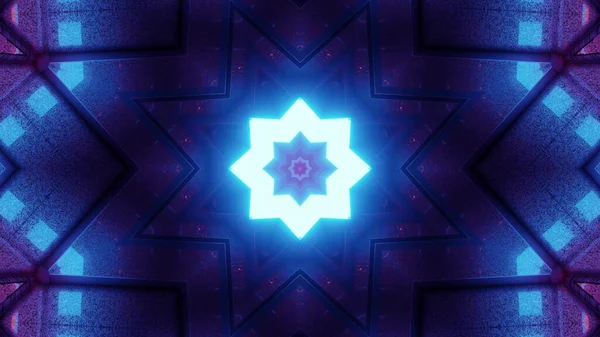 Rendering Cool Futuristic Kaleidoscope Patterns Blue Black Vibrant Colors — Stock Photo, Image