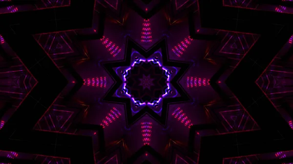 Sebuah Rendering Dari Pola Kaleidoskop Futuristik Keren Dalam Warna Gelap — Stok Foto