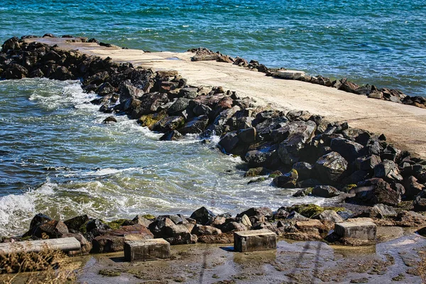 Beautiful View Dock Rocks Sea — Photo