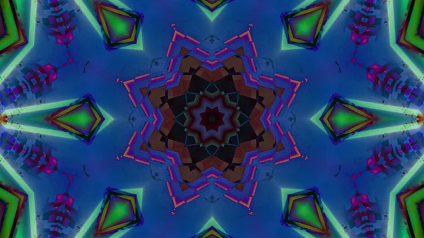 Rendering Dari Pola Kaleidoskop Futuristik Keren Dalam Warna Hijau Dan — Stok Foto