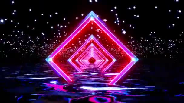 Satisfying Rendered Cgi Footage Moving Neon Tunnel Water — Stock Video