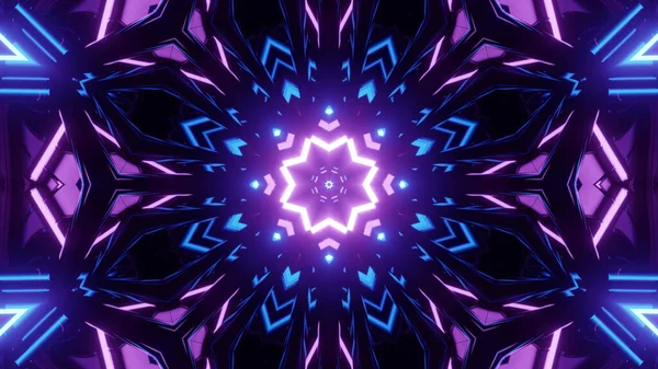 Rendering Cool Futuristic Kaleidoscope Patterns Blue Purple Blavibrant Colors — Φωτογραφία Αρχείου