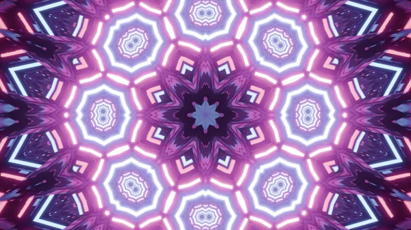 Rendering Cool Futuristic Kaleidoscope Patterns Blue White Purple Vibrant Colors — Photo