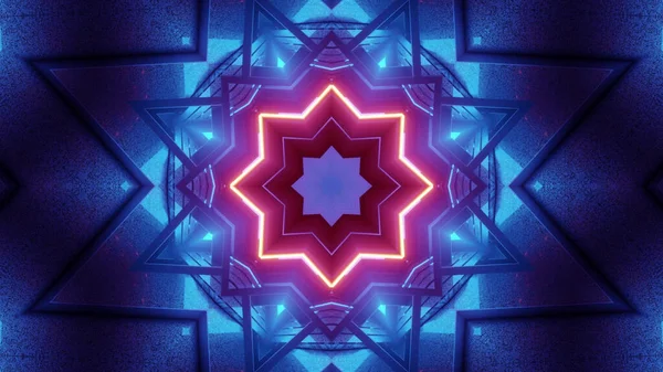 Rendering Cool Futuristic Kaleidoscope Patterns Blue Red Black Vibrant Colors — Stock Photo, Image