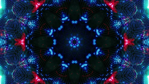 Rendering Cool Futuristic Kaleidoscope Patterns Blue Red Vibrant Colors — Photo