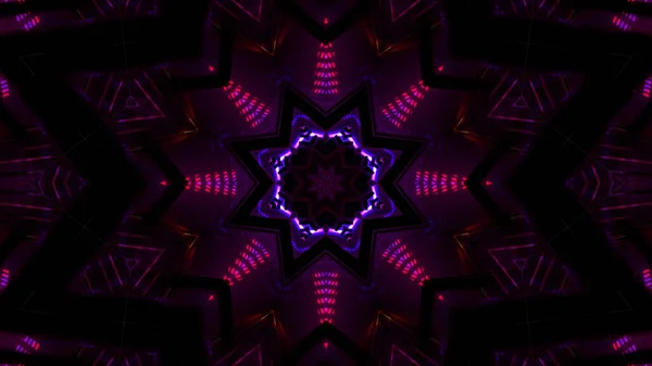 Rendering Cool Futuristic Kaleidoscope Patterns Dark Purple Black Vibrant Colors — Photo