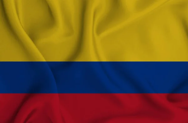 Μια Απεικόνιση Του Κυματίζει Σημαία Της Κολομβίας Μεγάλη Για Φόντο — Φωτογραφία Αρχείου