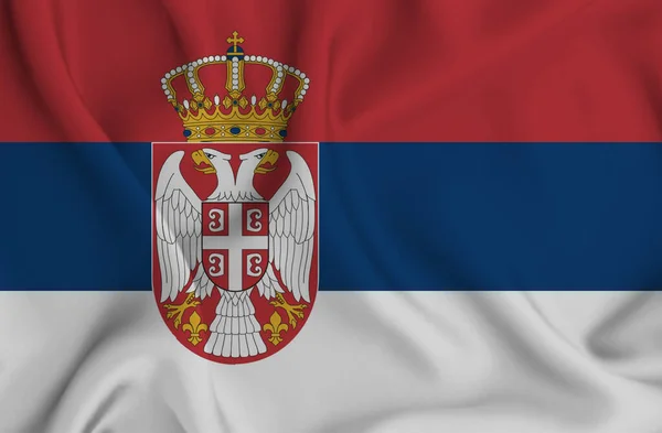 Primer Plano Bandera Nacional Serbia —  Fotos de Stock