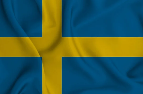 Μια Απεικόνιση Του Κυματίζει Σημαία Της Σουηδίας Μεγάλη Για Φόντο — Φωτογραφία Αρχείου