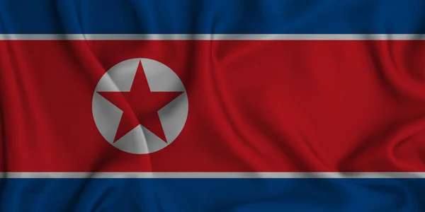 Illustrazione Sventolare Bandiera Della Corea Del Nord Grande Sfondo — Foto Stock