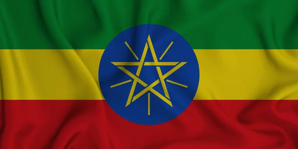 Een Close Van Nationale Vlag Van Ethiopië — Stockfoto
