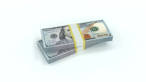Крупный План 100 Долларовых Купюр Белом Фоне — стоковое фото
