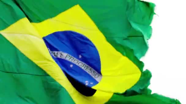 Primer Plano Ondear Bandera Brasil — Vídeos de Stock