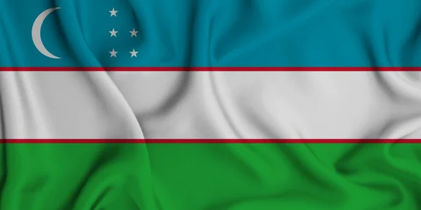 Een Illustratie Van Zwaaiende Oezbekistan Vlag Geweldig Voor Achtergrond — Stockfoto