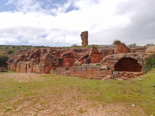 Una Vista Panorámica Los Restos Arruinados Una Antigua Civilización Romana — Foto de Stock