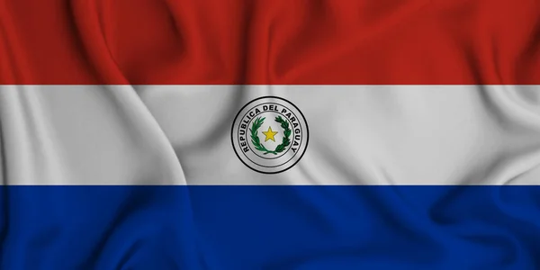 Een Illustratie Van Zwaaien Paraguay Vlag Geweldig Voor Achtergrond — Stockfoto