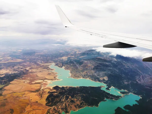 Fascynujący Widok Południowej Hiszpanii Widziany Samolotu Idealny Tapety — Zdjęcie stockowe