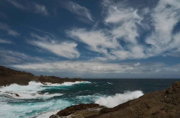 Una Vista Fascinante Del Océano Tormentoso Capturado Costa Gran Canaria — Foto de Stock