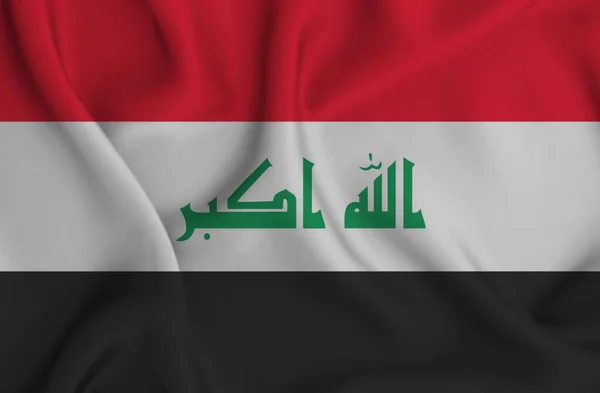 Egy Illusztráció Lengető Iraki Zászló Nagy Háttér — Stock Fotó