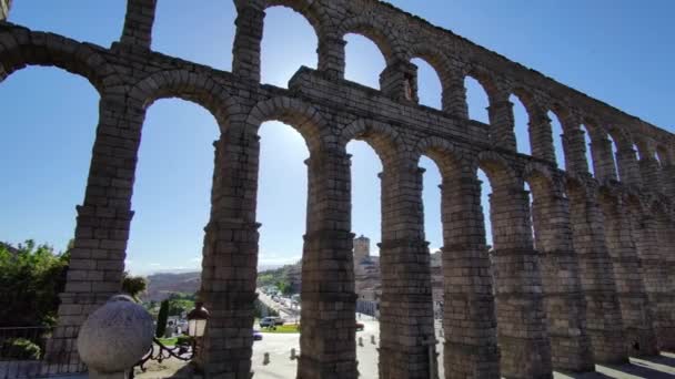 Beau Paysage Aqueduc Romain Ségovie Espagne — Video