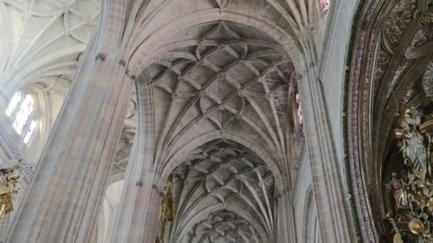 Una Vista Interior Las Paredes Techo Catedral Segovia España — Vídeos de Stock