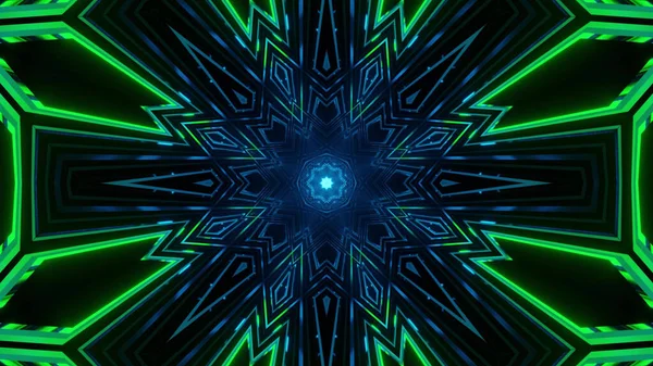 Uma Ilustração Caleidoscópica Vibrante Cores Verde Brilhante Azul — Fotografia de Stock