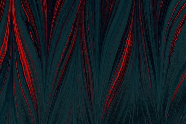 Dark Green Painting Red Lines Reminding Leaves — Stock Photo, Image