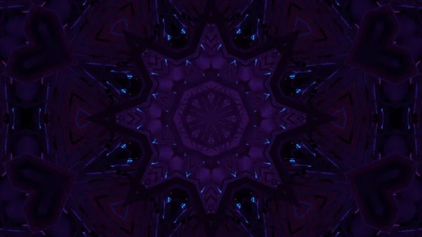 一个充满活力的冷万花筒插图在紫色和黑色的颜色 — 图库照片