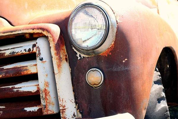 Closeup Shot Headlight Vintage Rusted Antique Car Royalty Free Stock Images