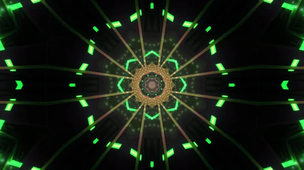 Vibrant Kaleidoscopic Illustration Bright Green Black Colors — Stock Photo, Image